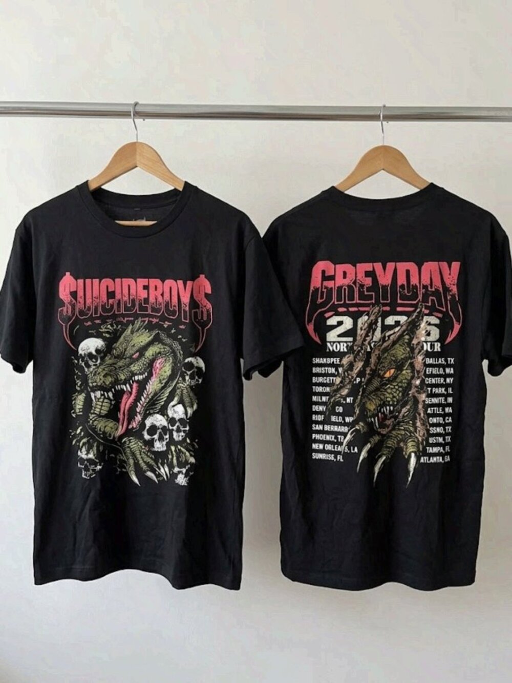 Suicideboys Greyday 2026 Tour Crocodile Double Sided T-Shirt Reprint